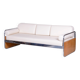 Bauhaus Tubular Sofa in Oak, Chrome-Plated Steel & High Quality Leather attributed to Hynek Gottwald, Czech, 1930s