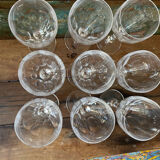 Set of nine cut crystal water glasses
