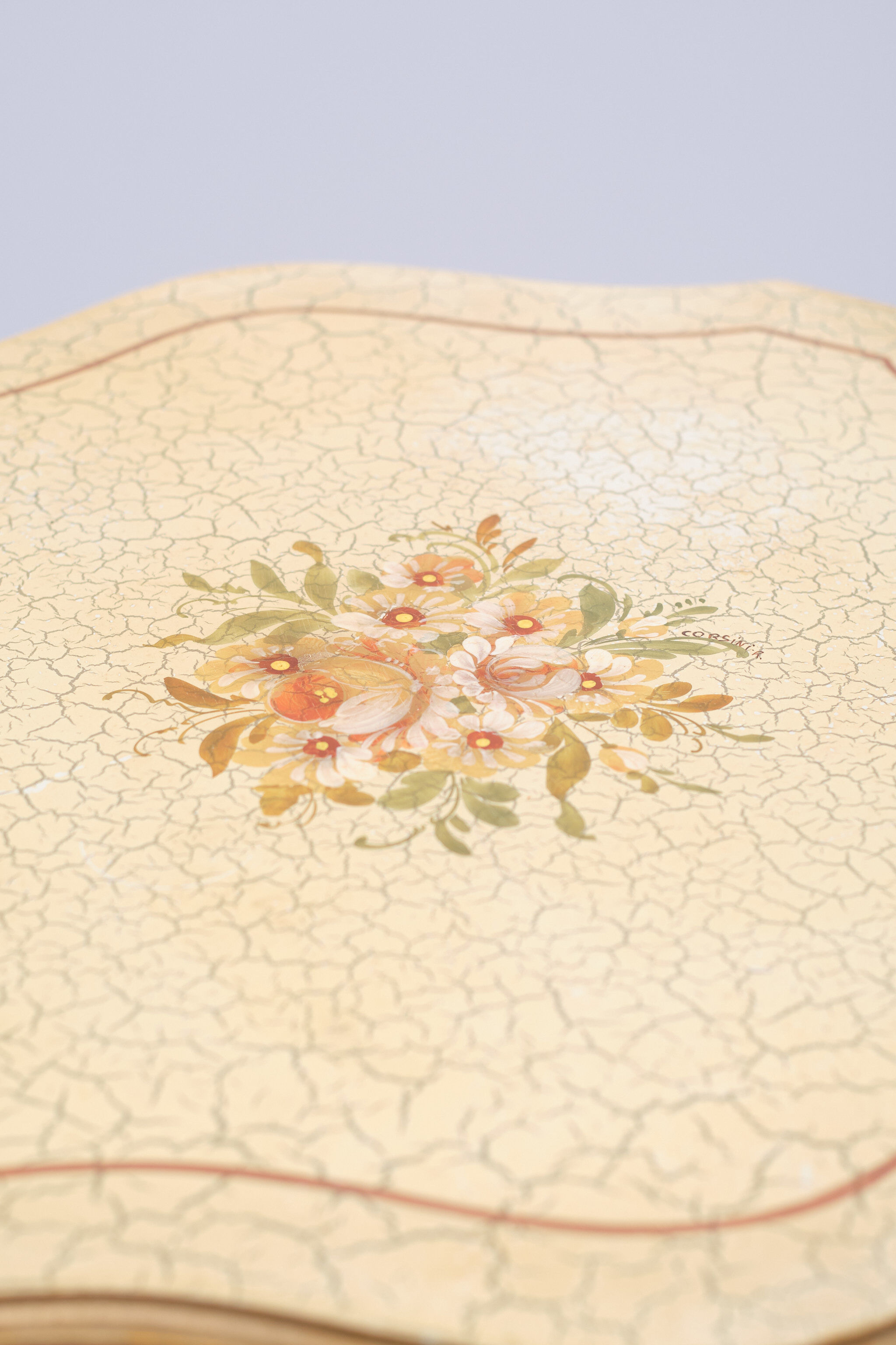 2 Classic Italian Craquelure Side Tables 1960s