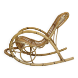 Rohe Noordwolde, rocking chair en rotin des années 60-70.