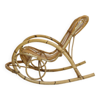 Rohe Noordwolde, rocking chair en rotin des années 60-70.