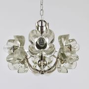 Crystal Glass Flower Pendant Light in Kalmar Style by Sische, Germany, 1970s