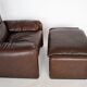 Maralunga armchair in leather & Ottoman by Vico Magistretti for Cassina 1970 s