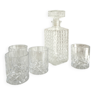Carafe à whisky en verre avec ses 4 verres