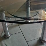 Vintage 80s 3-tier removable tempered glass coffee table
