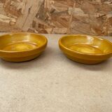 Pair of antique beige ceramic pocket trays made in france vintage