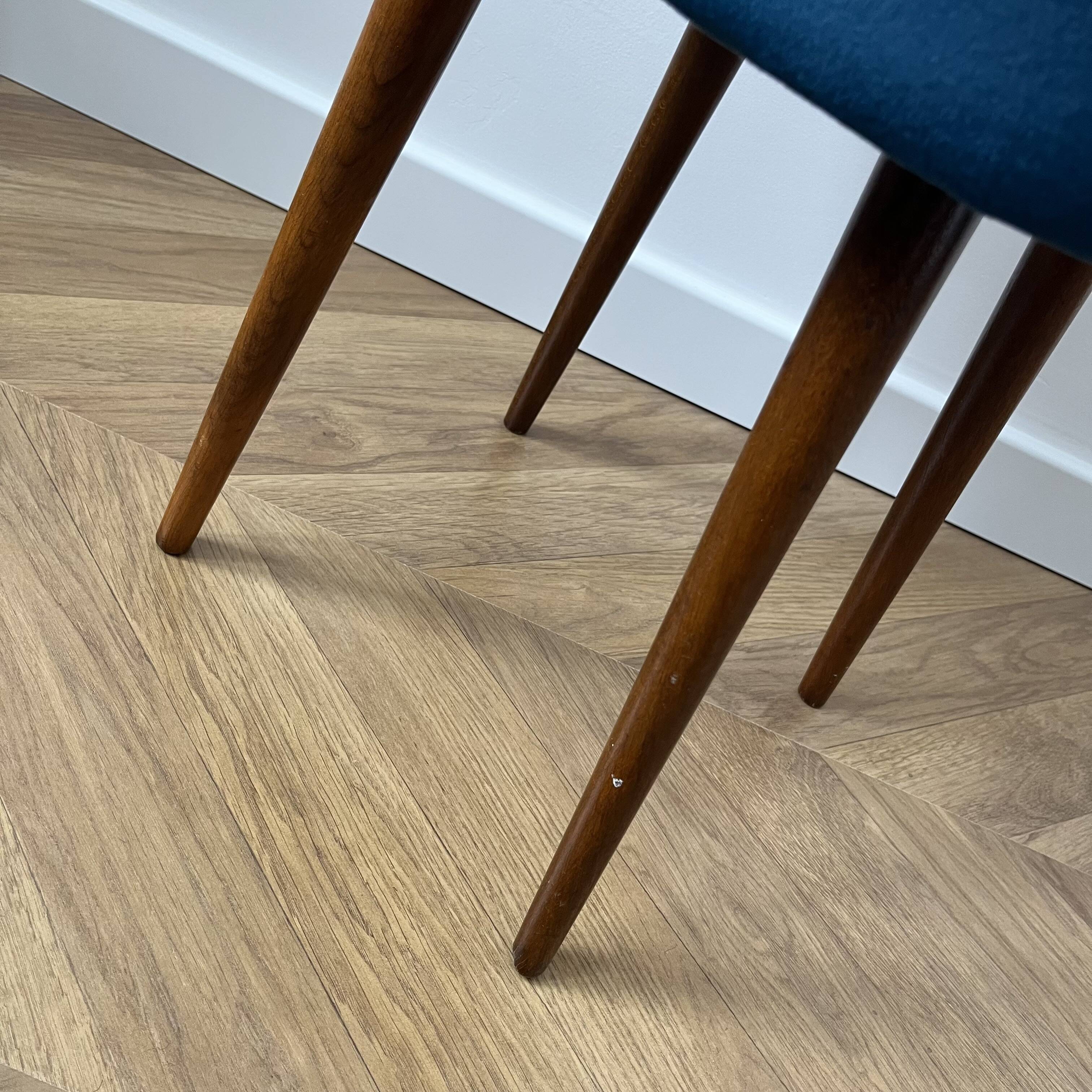 Vintage Velvet Footstool in Dark Teal