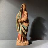Old Virgin Mary sculpture in polychrome wood, 18th century