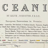 Map of The Atlantic Ocean c1869 Keith Johnston Royal Atlas Hand coloured map