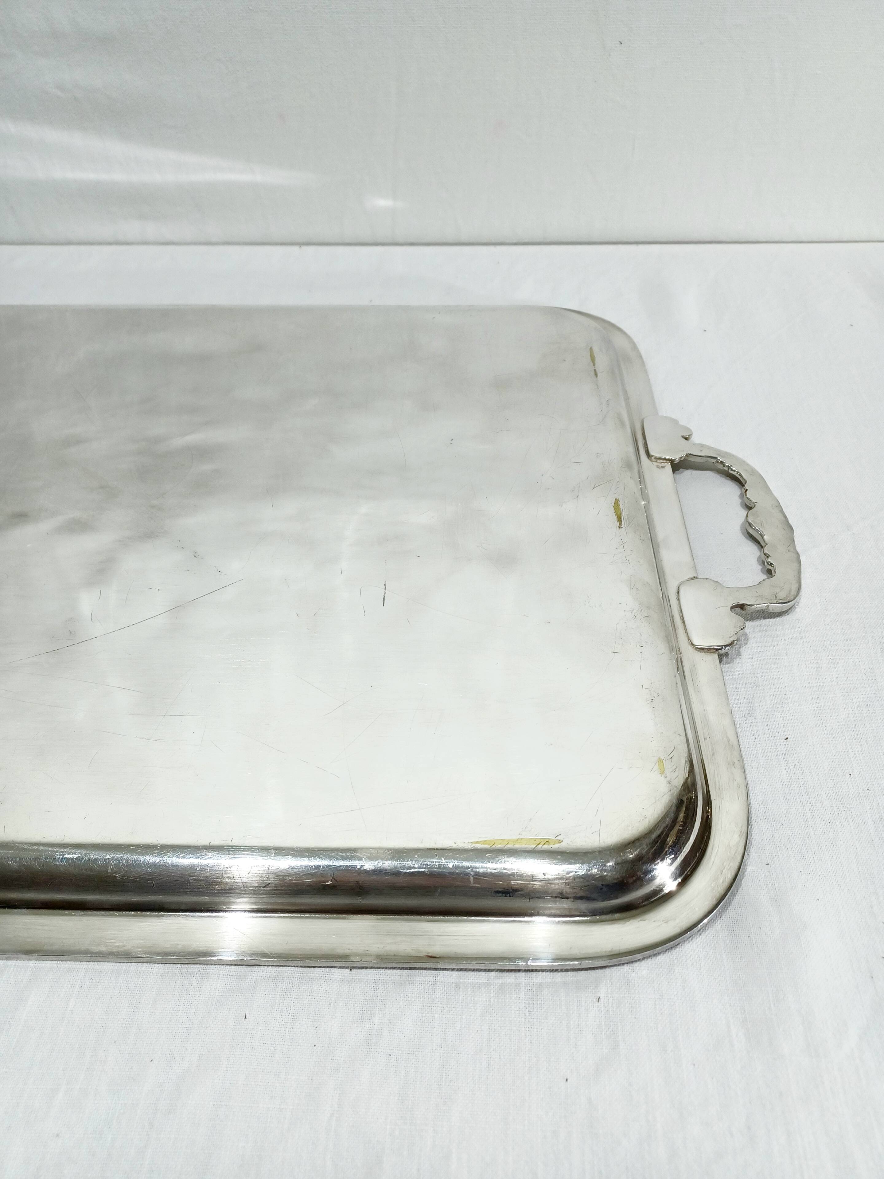 Silver-plated tray with handles