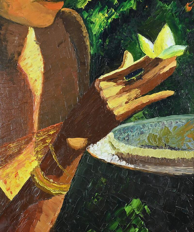 Important Oil on Canvas “La Tahitienne” signed Morillon – 1985