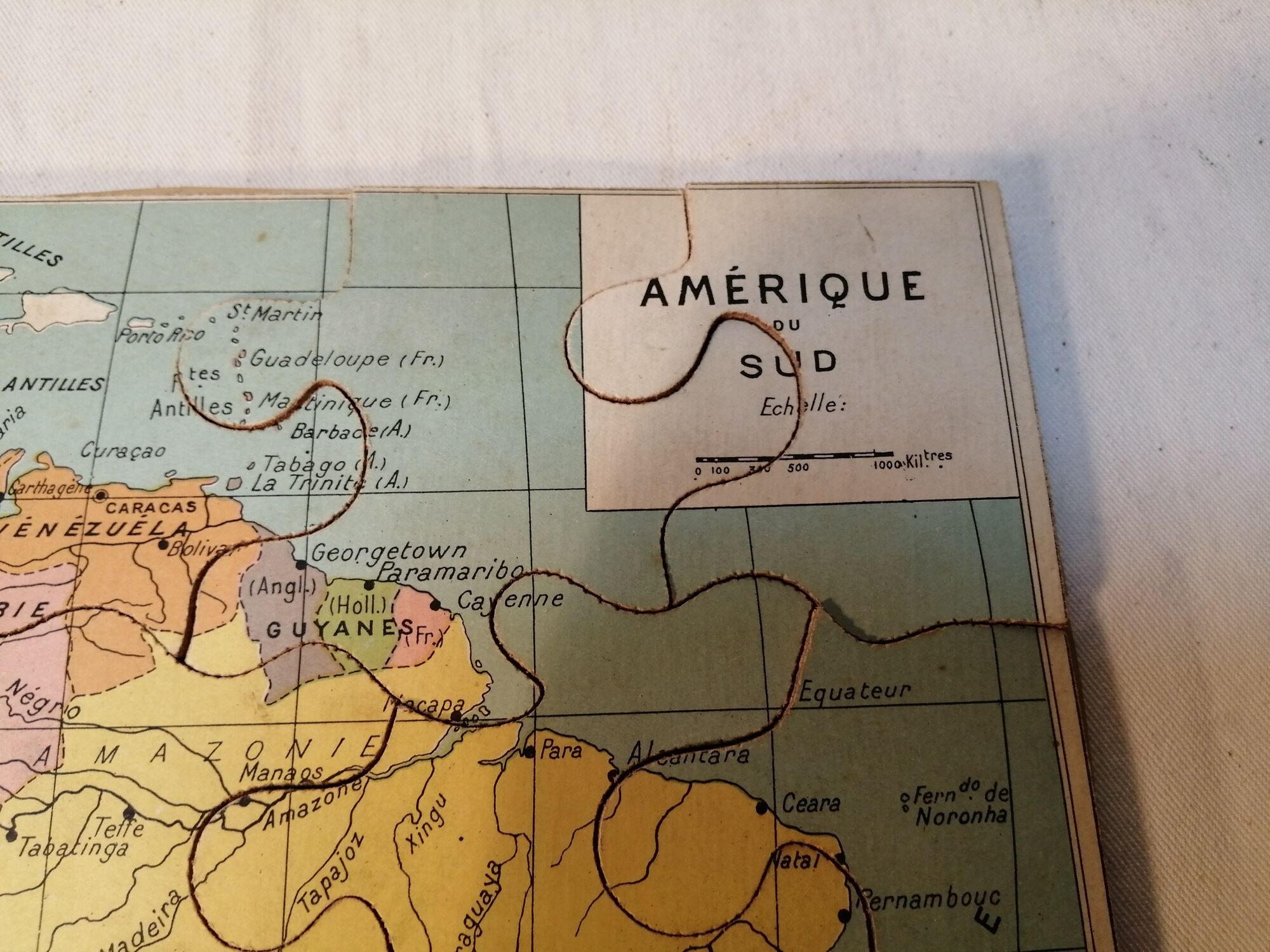 Geographical puzzle map South America - Monrocq Paris - Vintage