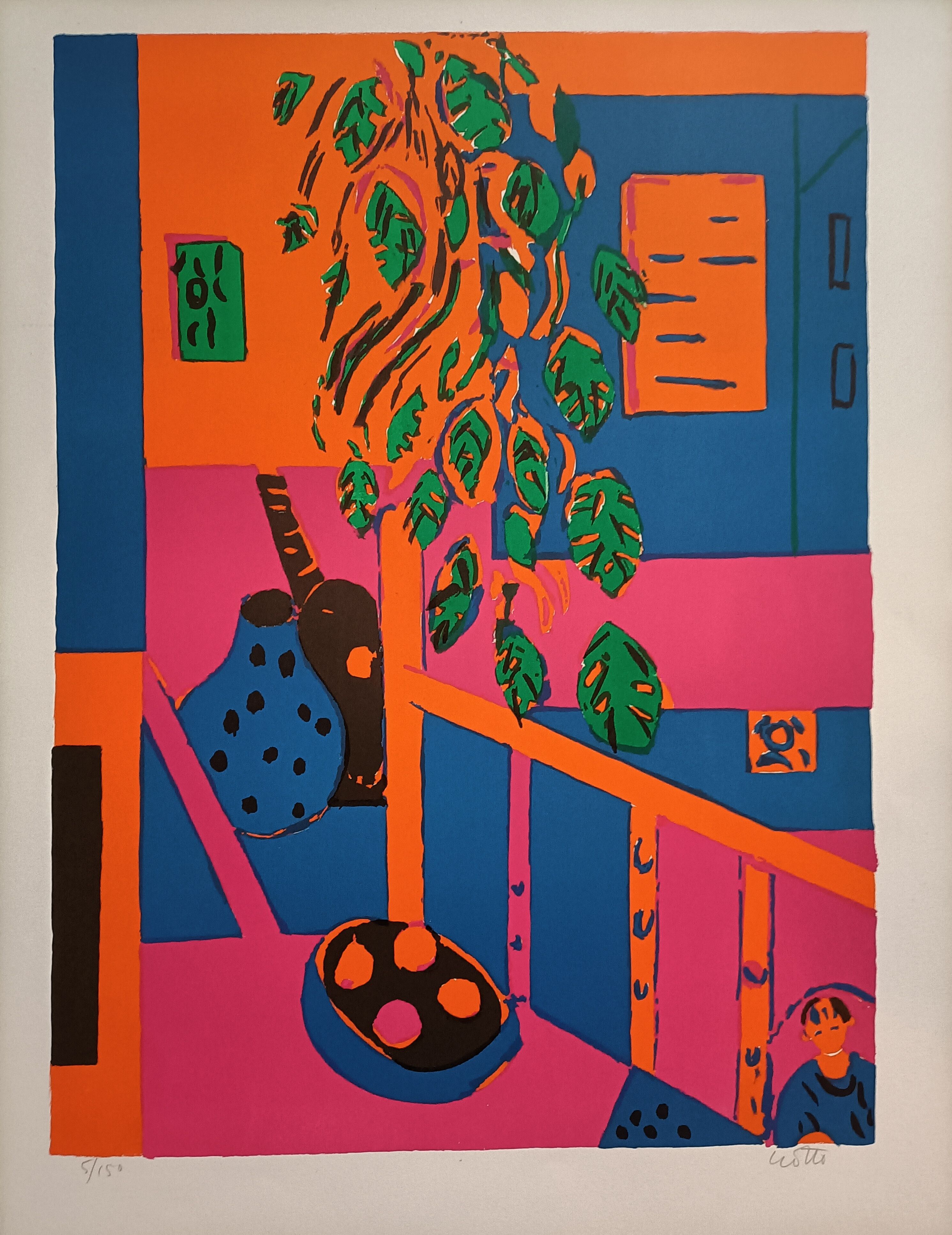 Numbered and signed lithograph by Paul Crotto "Interior View"