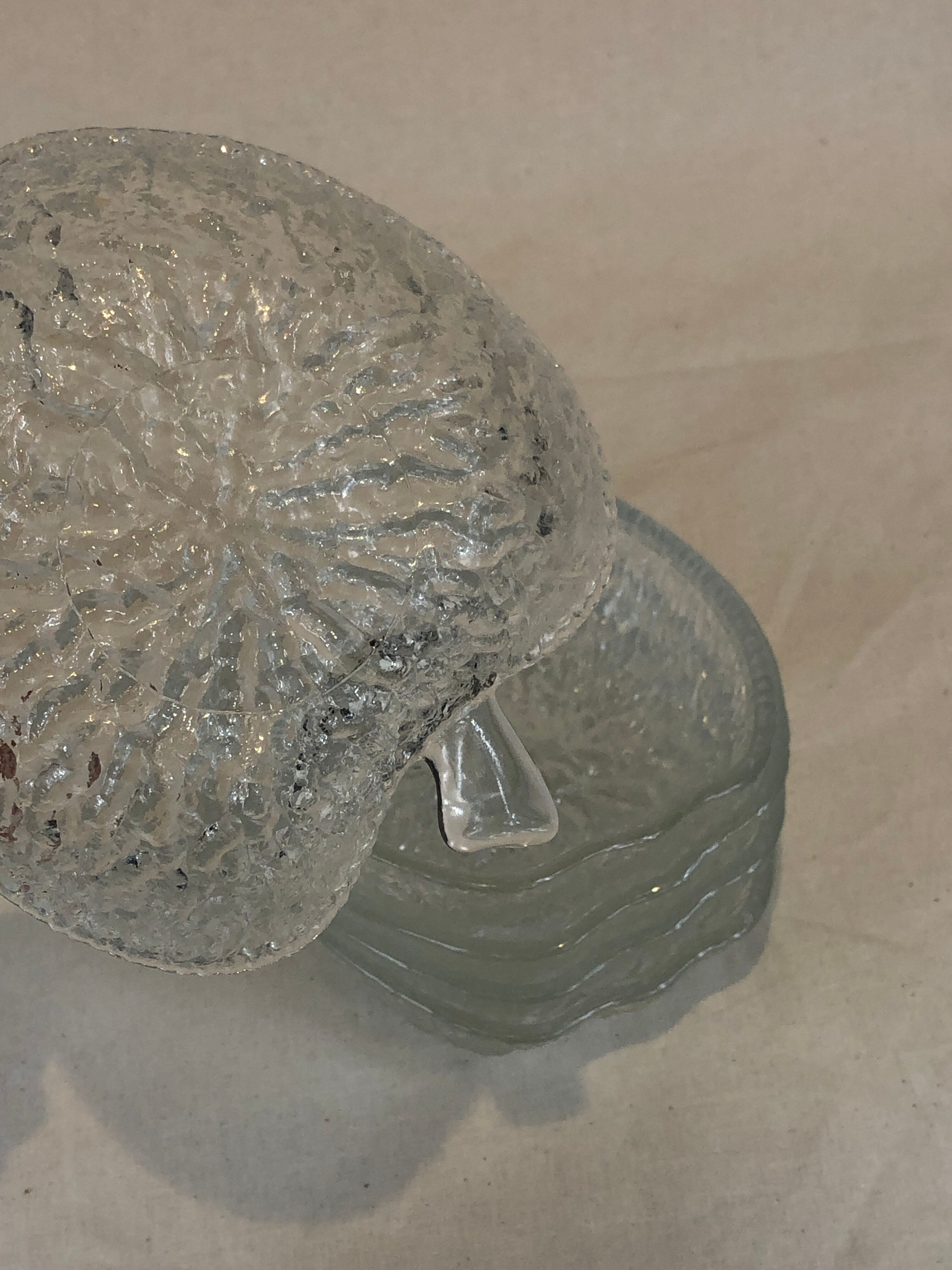 Salad bowl and cups set in molded glass, apple shape