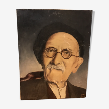 Oil on canvas - Portrait of grandfather 1958