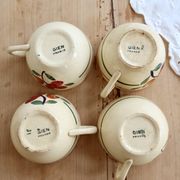 4 antique Gien ironstone coffee cups in ivory – Floral decoration