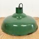 Industrial french green enamel factory lamp, 1960s