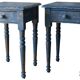 Pair of vintage country bedside tables with blue patina