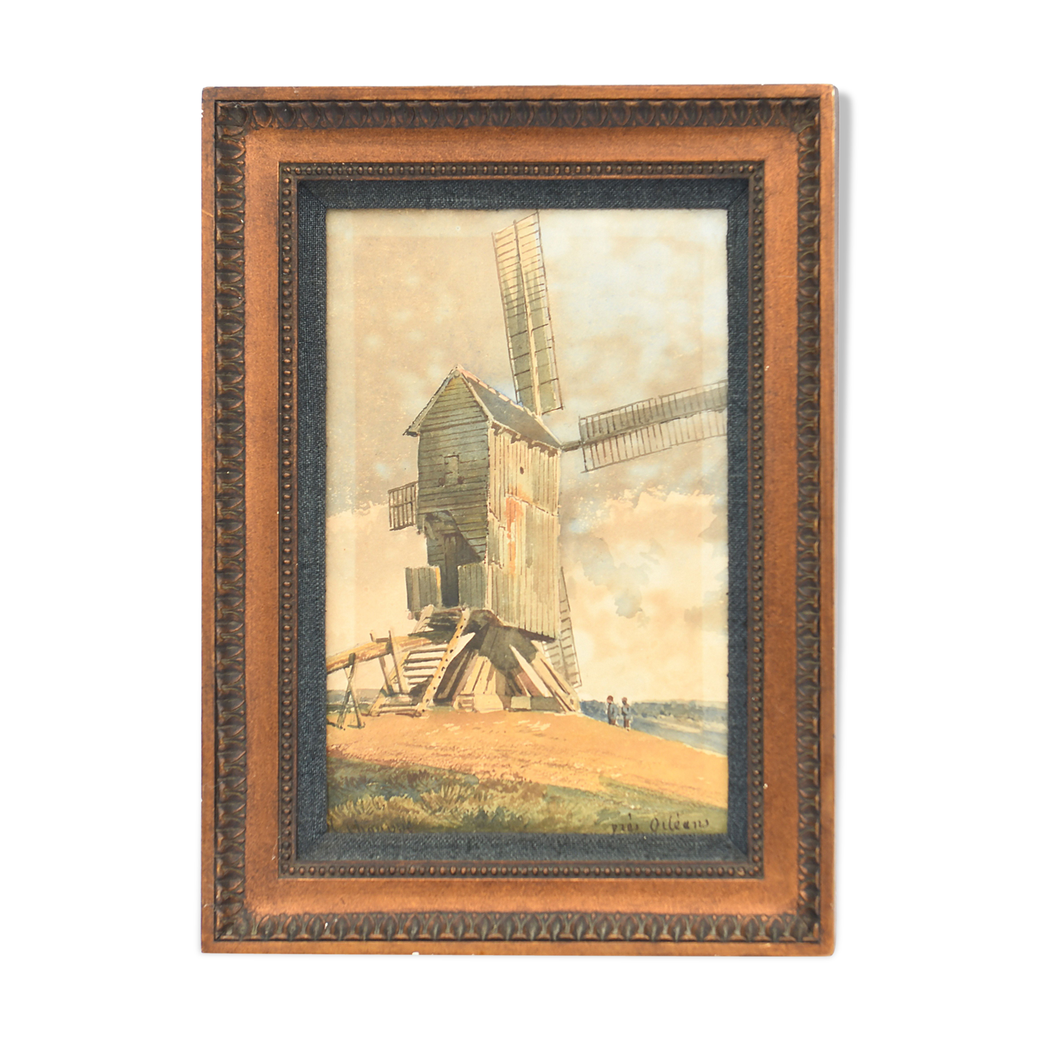 Jean Henri Chouppe (1817-1894) Watercolor - Mill near Orleans