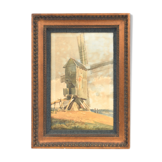 Aquarelle - moulin près de orléans, Jean Henri Chouppe (1817-1894)