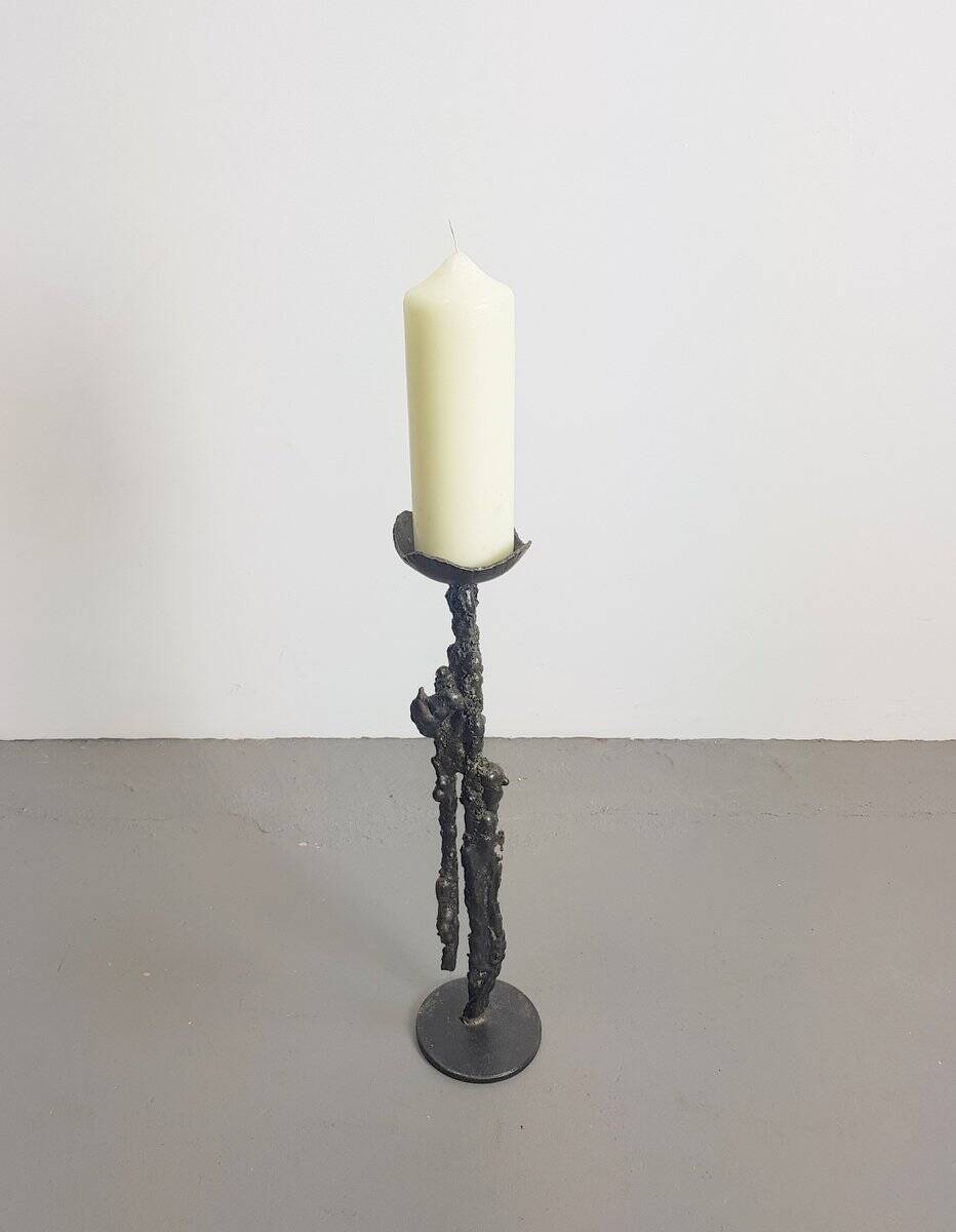 Brutalist Floor Candleholder in Cast Iron, Germany, 1960s