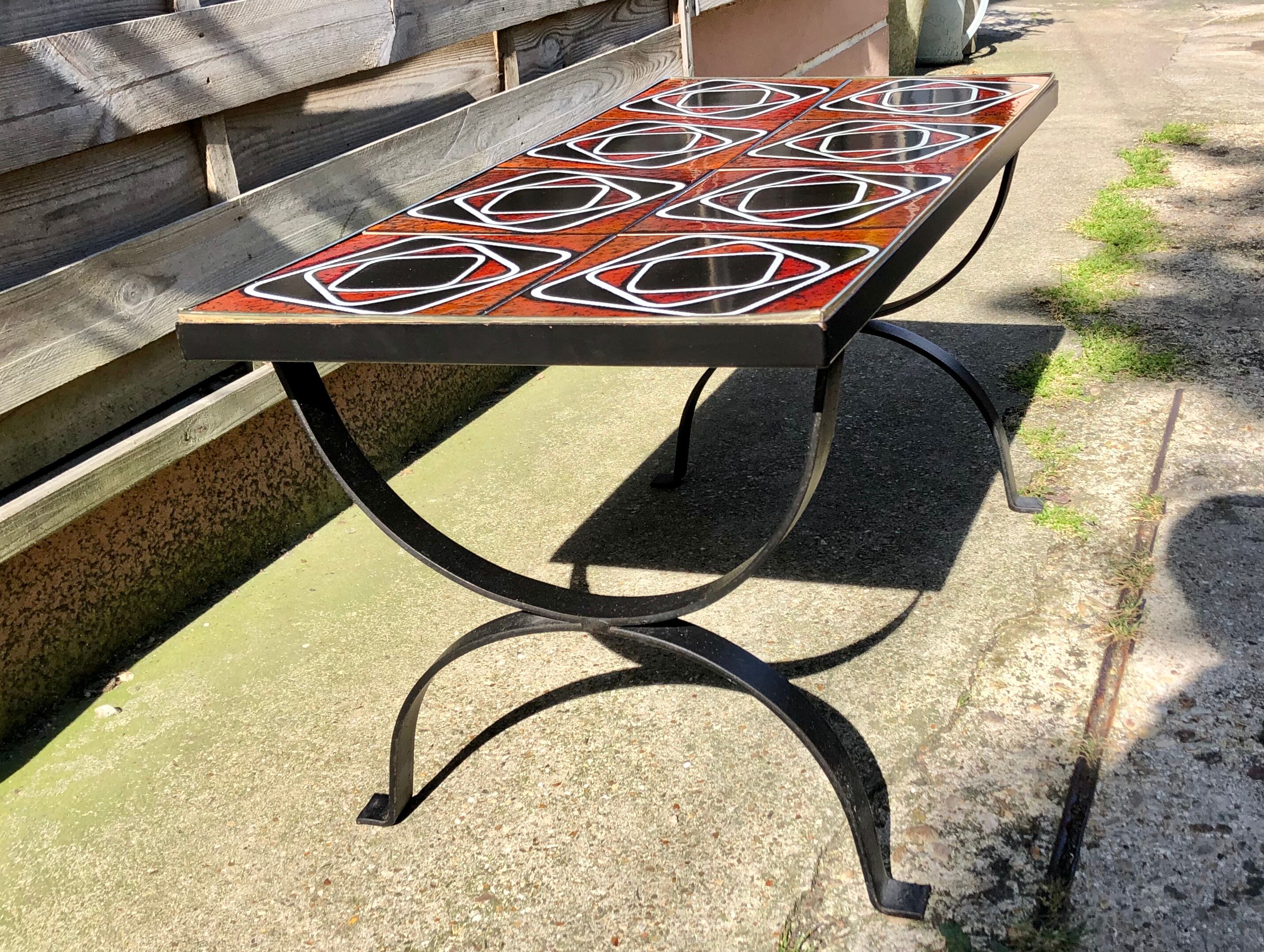 Wrought iron coffee table ceramic 60