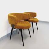 Paire de fauteuils italiens vintage en velours et métal noir des années 60