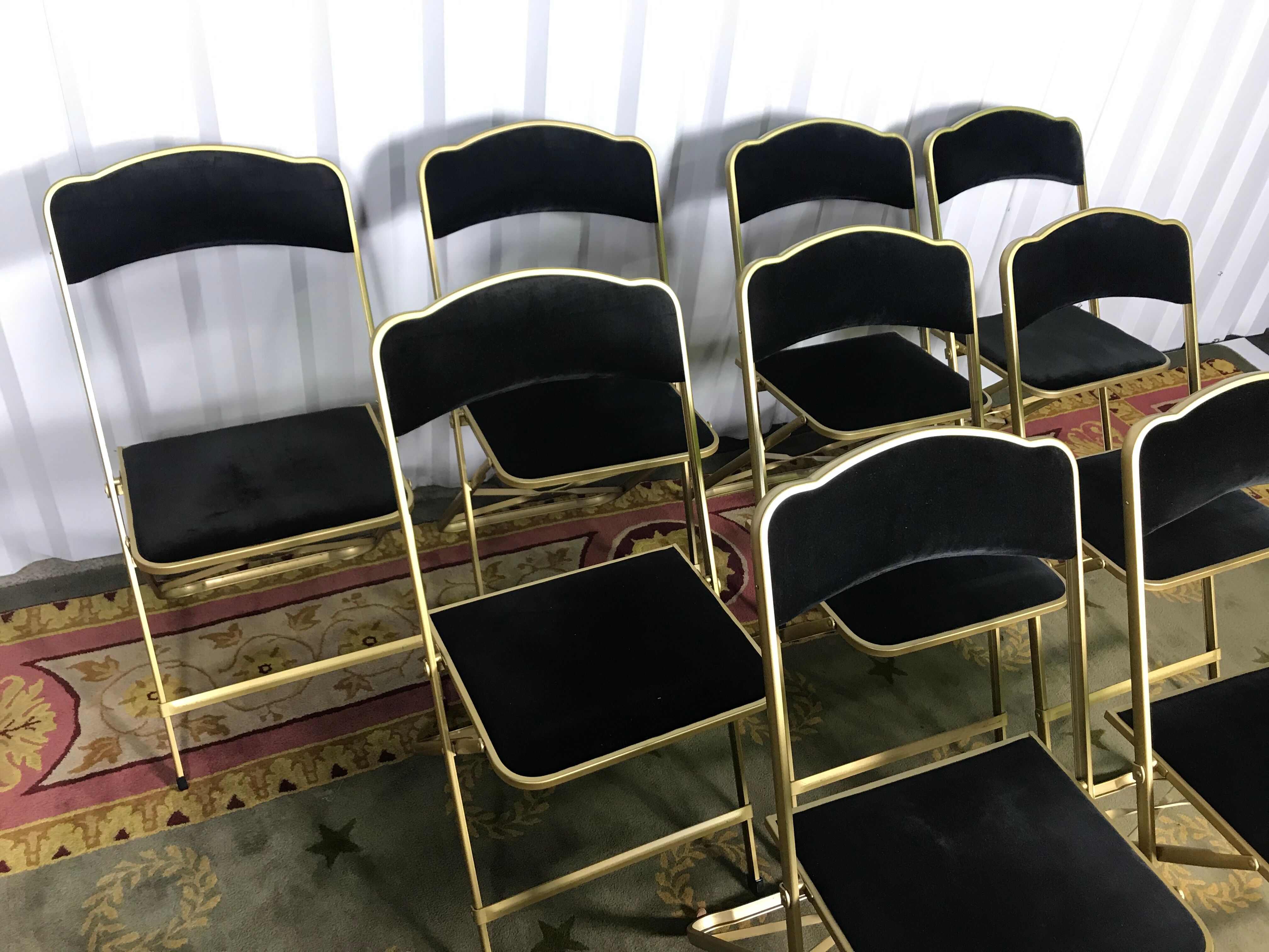 10 foldable black velvet event chairs