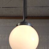 Opaline globe industrial pendant light - mid. 20th century