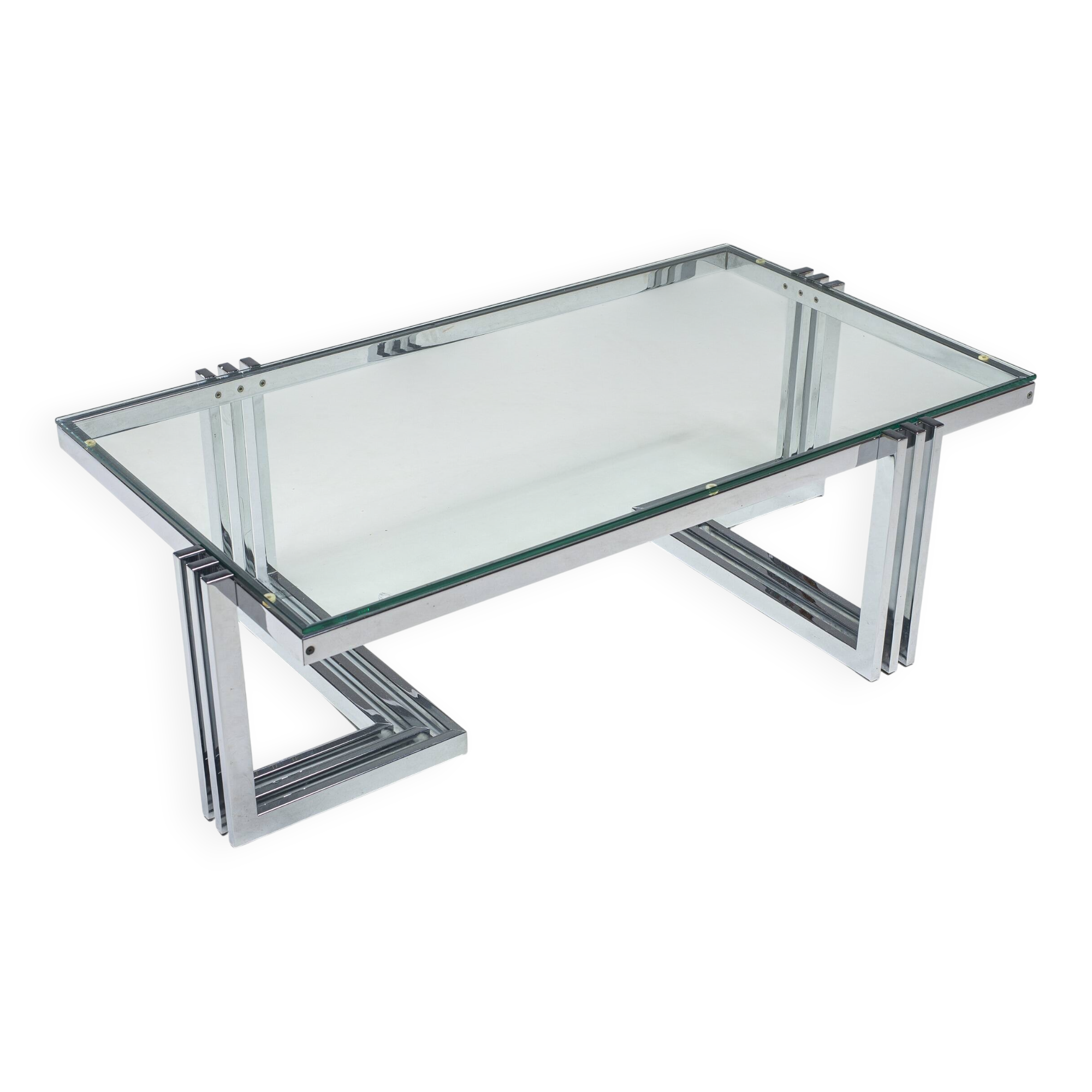 Vintage Coffee Table in Chrome and Glass, 1960s