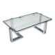 Table basse vintage en chrome et verre, années 1960