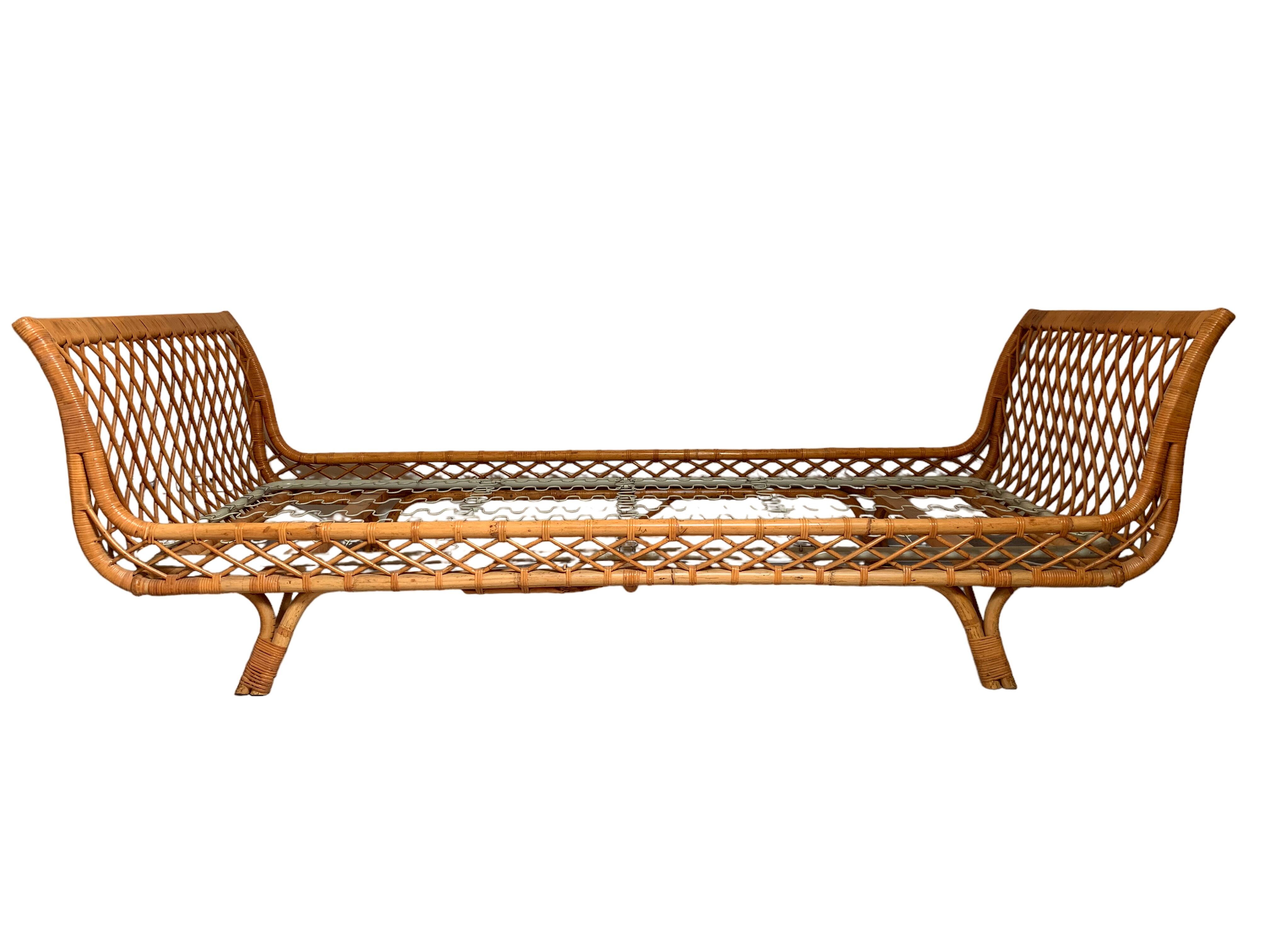 Daybed rattan bench bed 1950