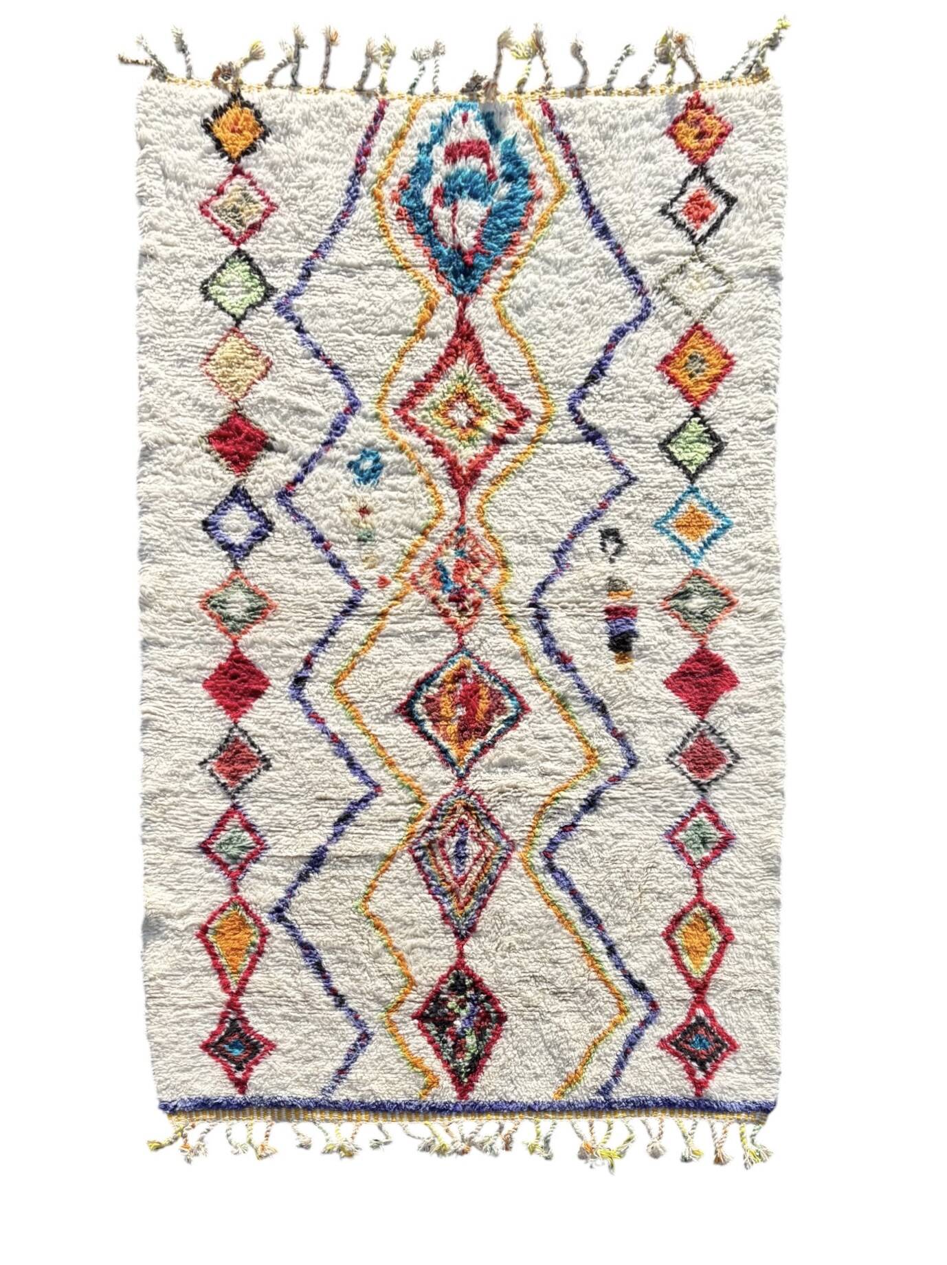 Tapis berbère marocain Azilal en laine naturelle