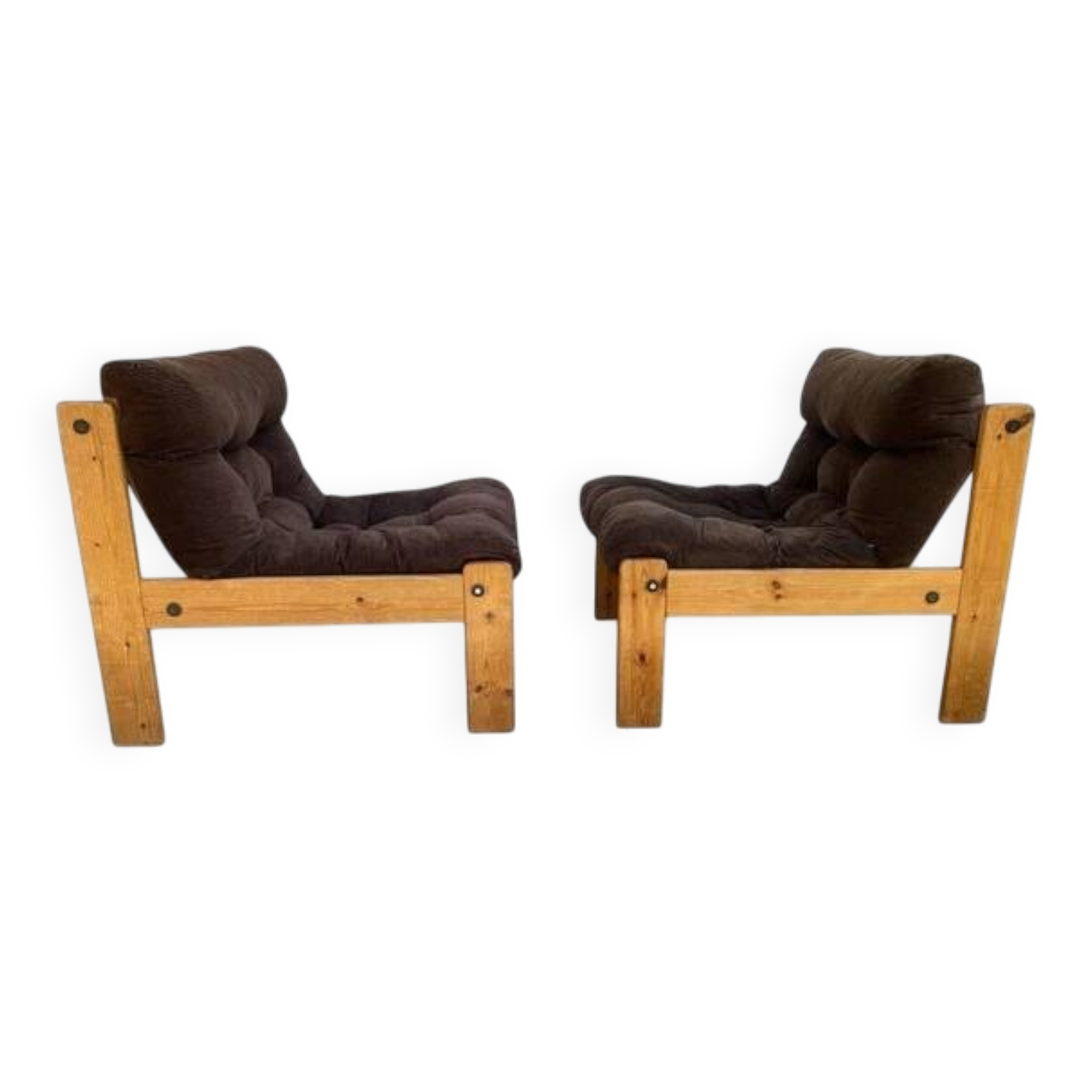 Pair of Neapel cotton and wood fireside chairs, circa 1960