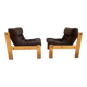 Pair of Neapel cotton and wood fireside chairs, circa 1960