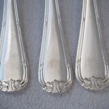 Fish service and its 6 silver-plated cutlery, crossed ribbon model