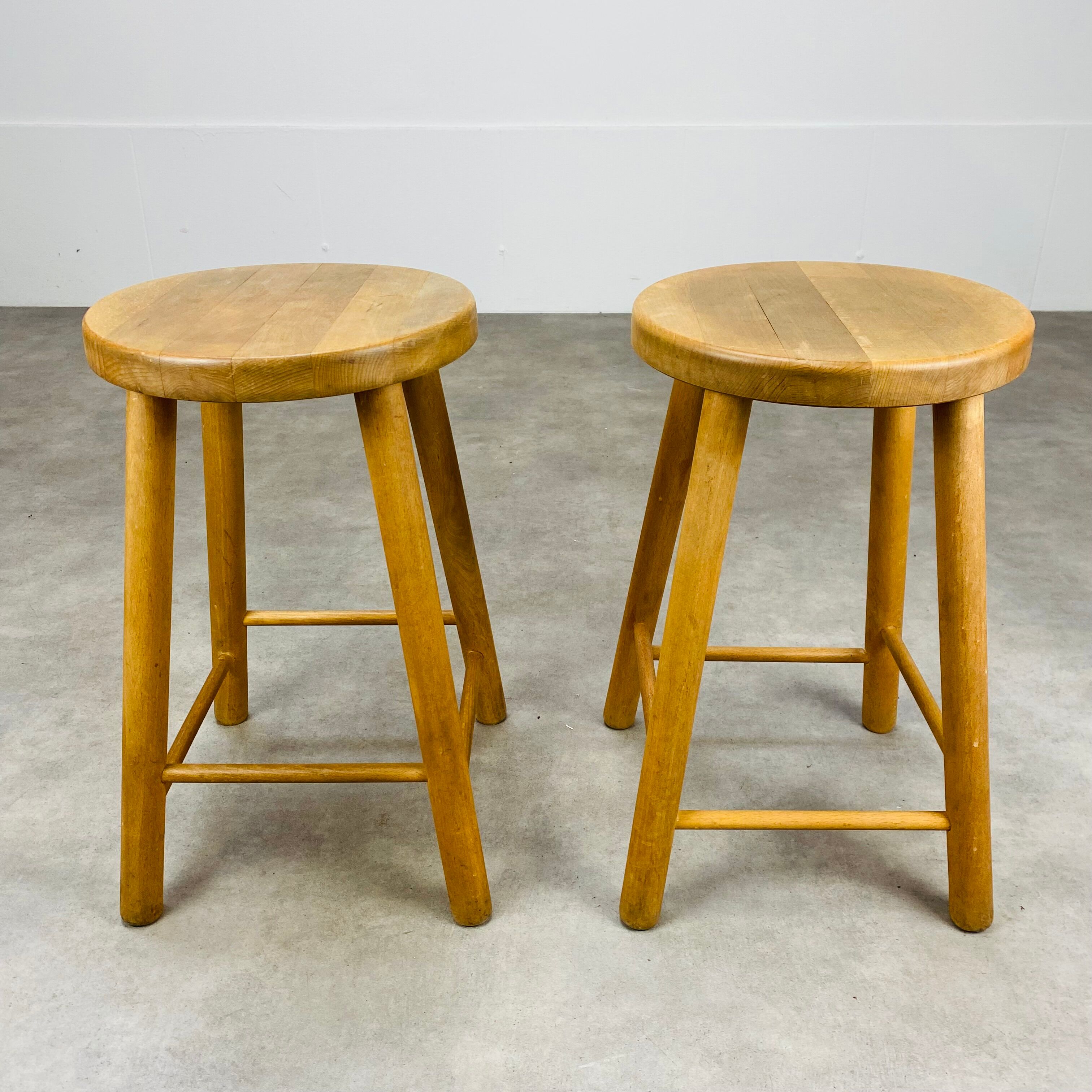 Pair of vintage wooden stools