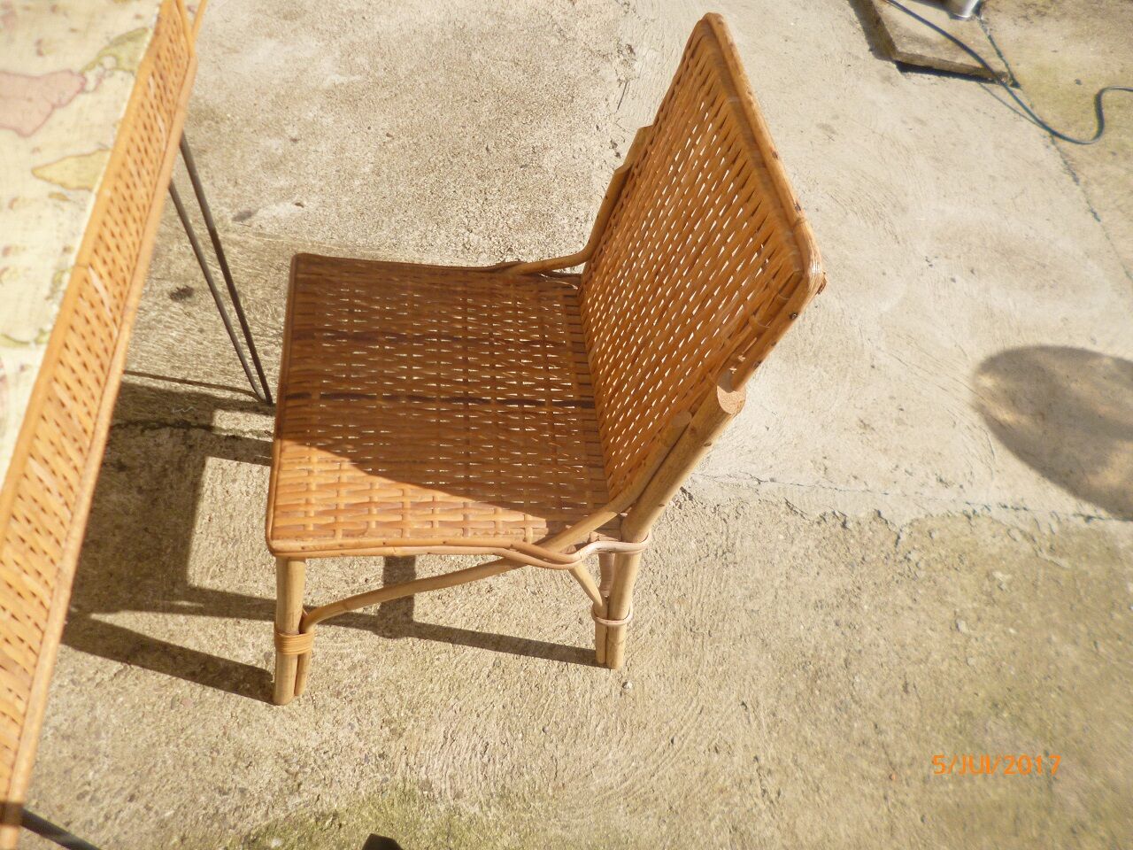 Bureau et chaise en osier et rotin 1960