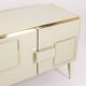 Cream opaline glass and gilded bronze enfilade. Contemporary.