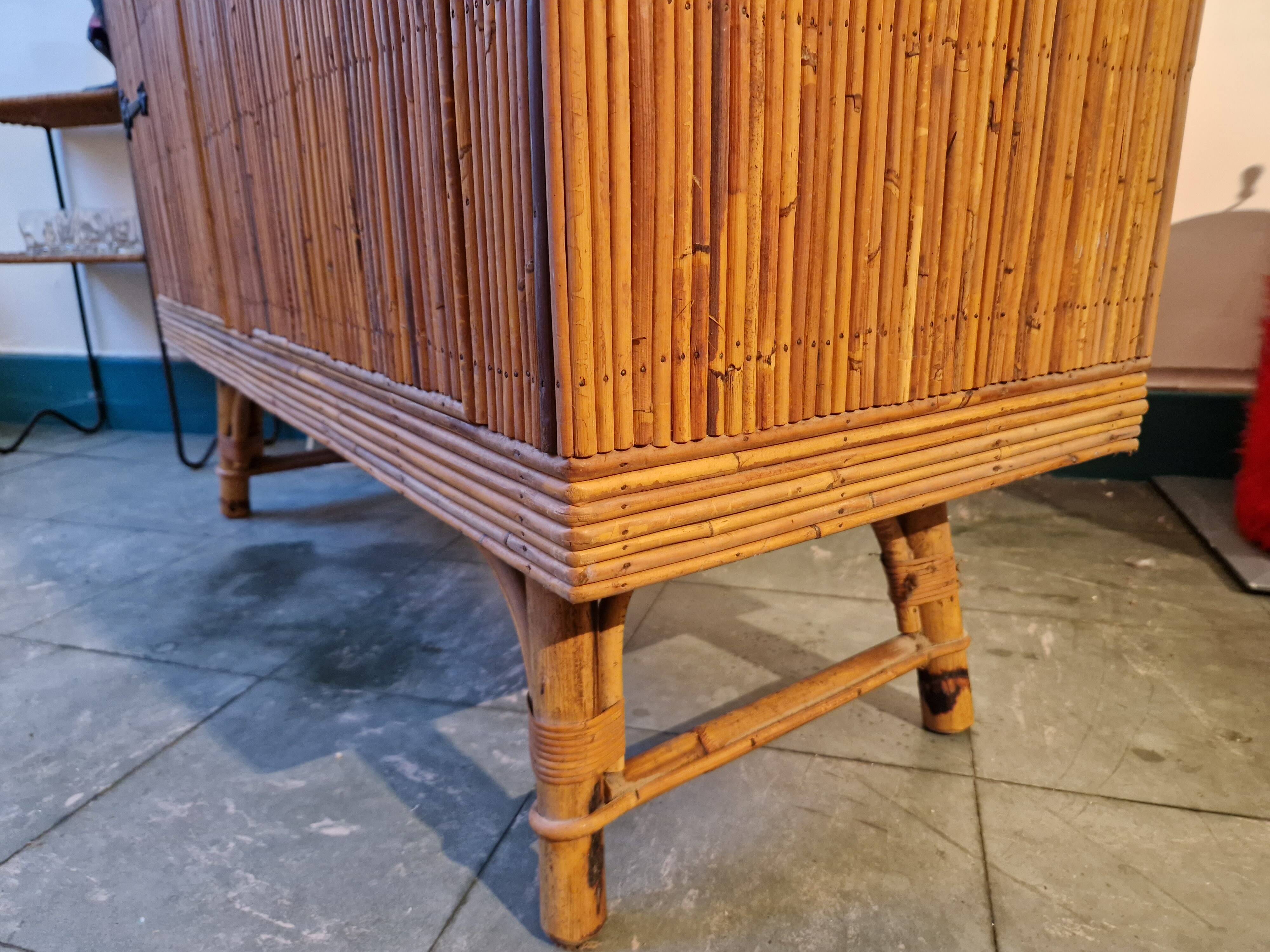 Wicker rattan bamboo wardrobe 1950 1960