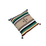 Coussin berbère folklorique vert à pompon