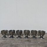 6 vintage metal egg cups 1970