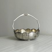 Plat ancien en verre et métal argenté