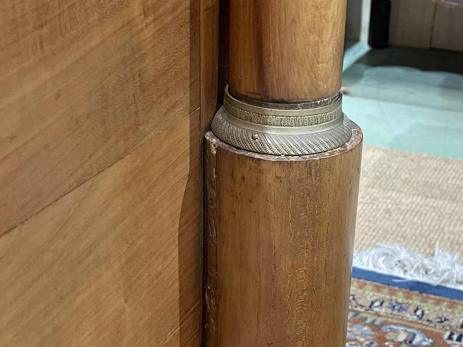 19th century Empire sleigh bed in cherry wood - Bedding: 1m82x98cm