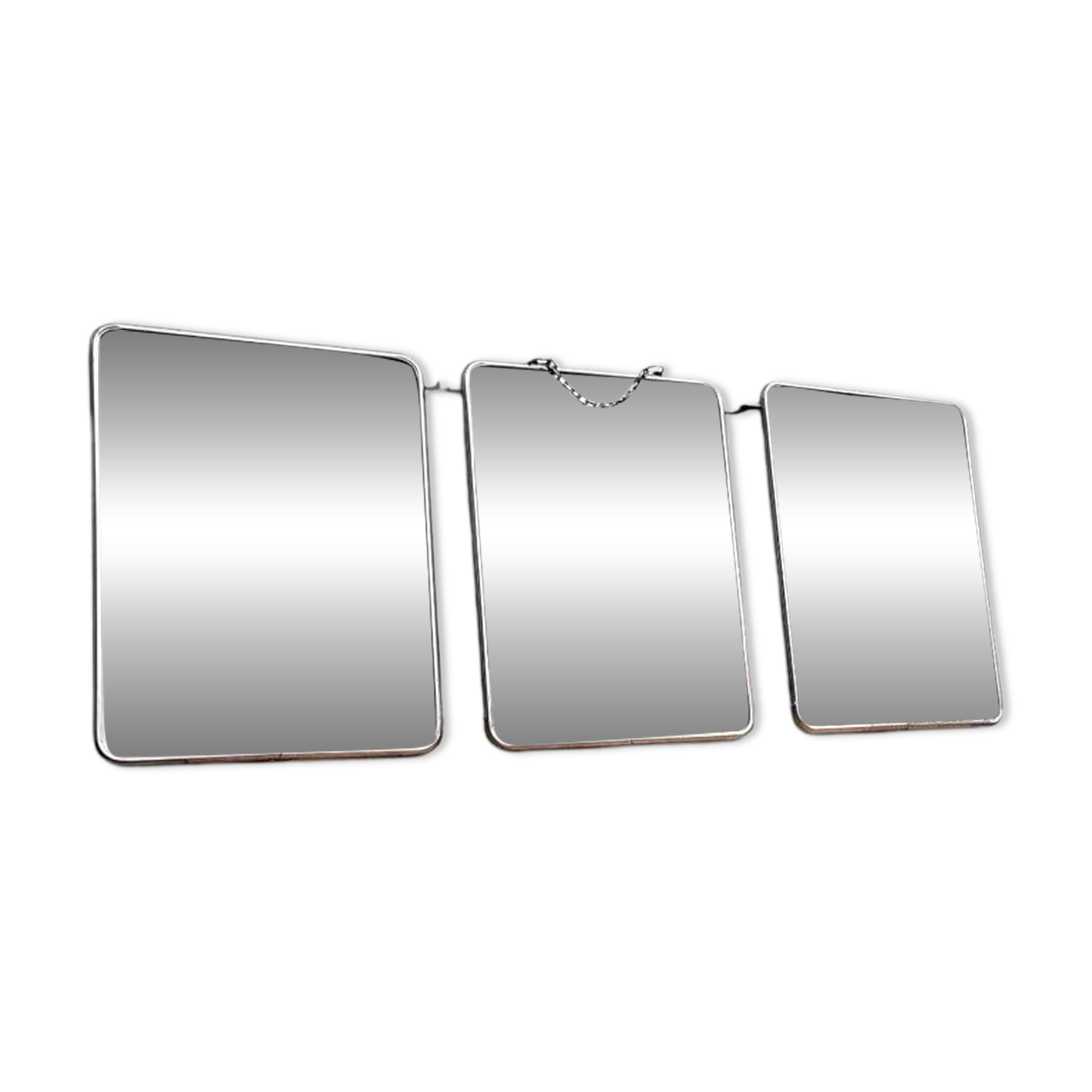 Vintage white triptych barber mirror