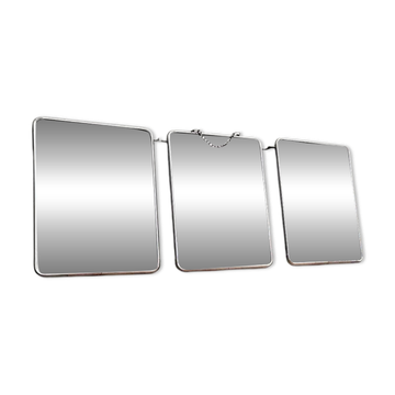 Vintage white triptych barber mirror