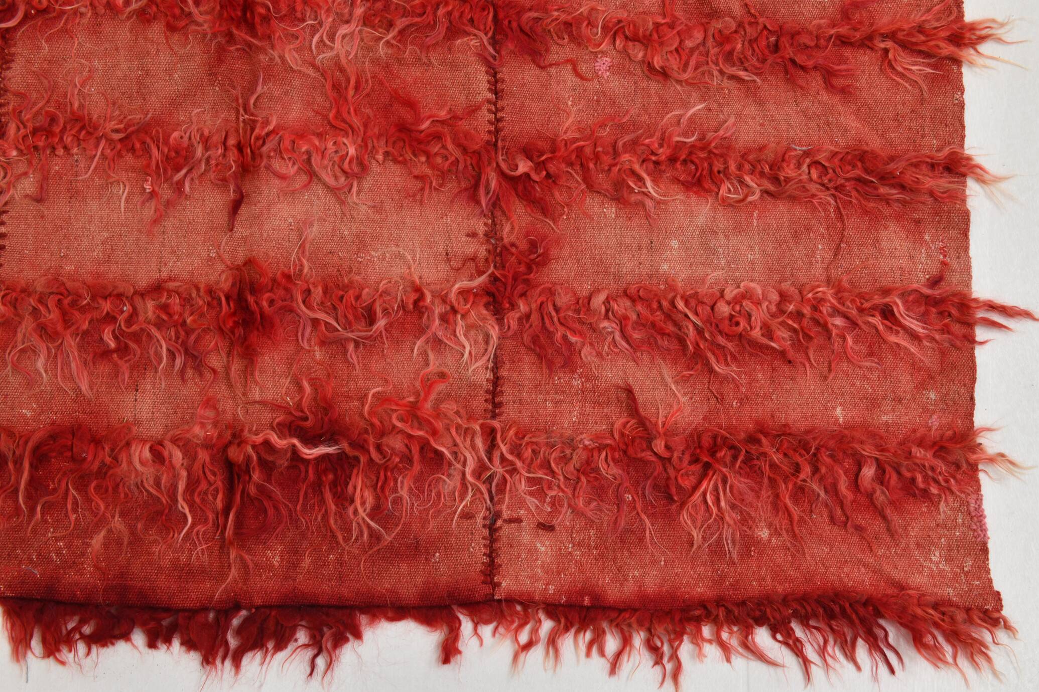 Tapis vintage tissé turc rouge doux 4x7, 128x216 cm