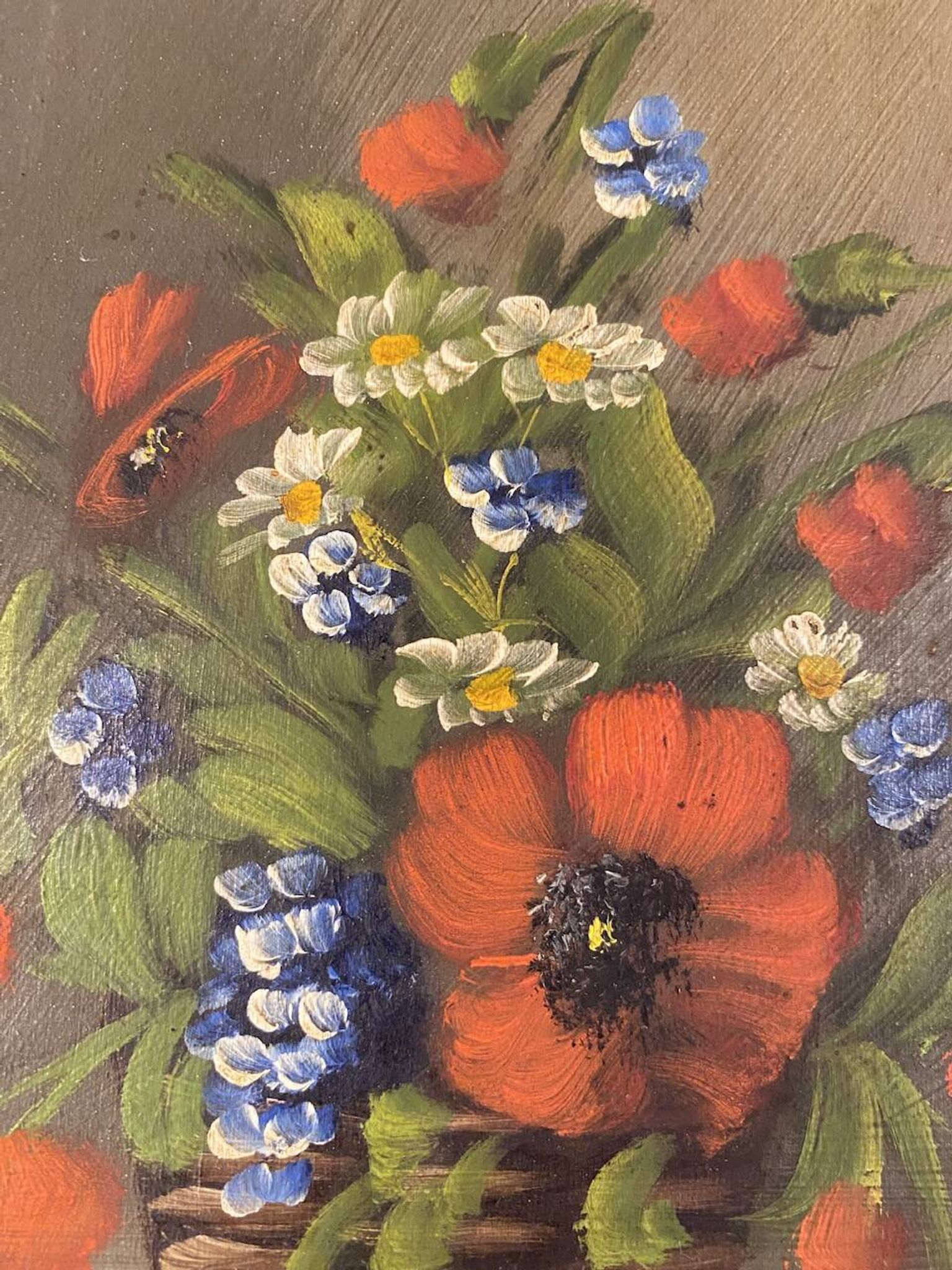 Nature morte aux fleurs sauvages, signée, milieu XX siècle