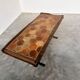 Vintage French Coffee Table in Terracotta with Oak and Iron Legs, Mid-20th Century