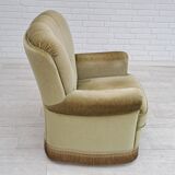 Danish velour armchair, original condition, beech wood, 80s
